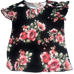 Floral Black and Pink Women's Top
